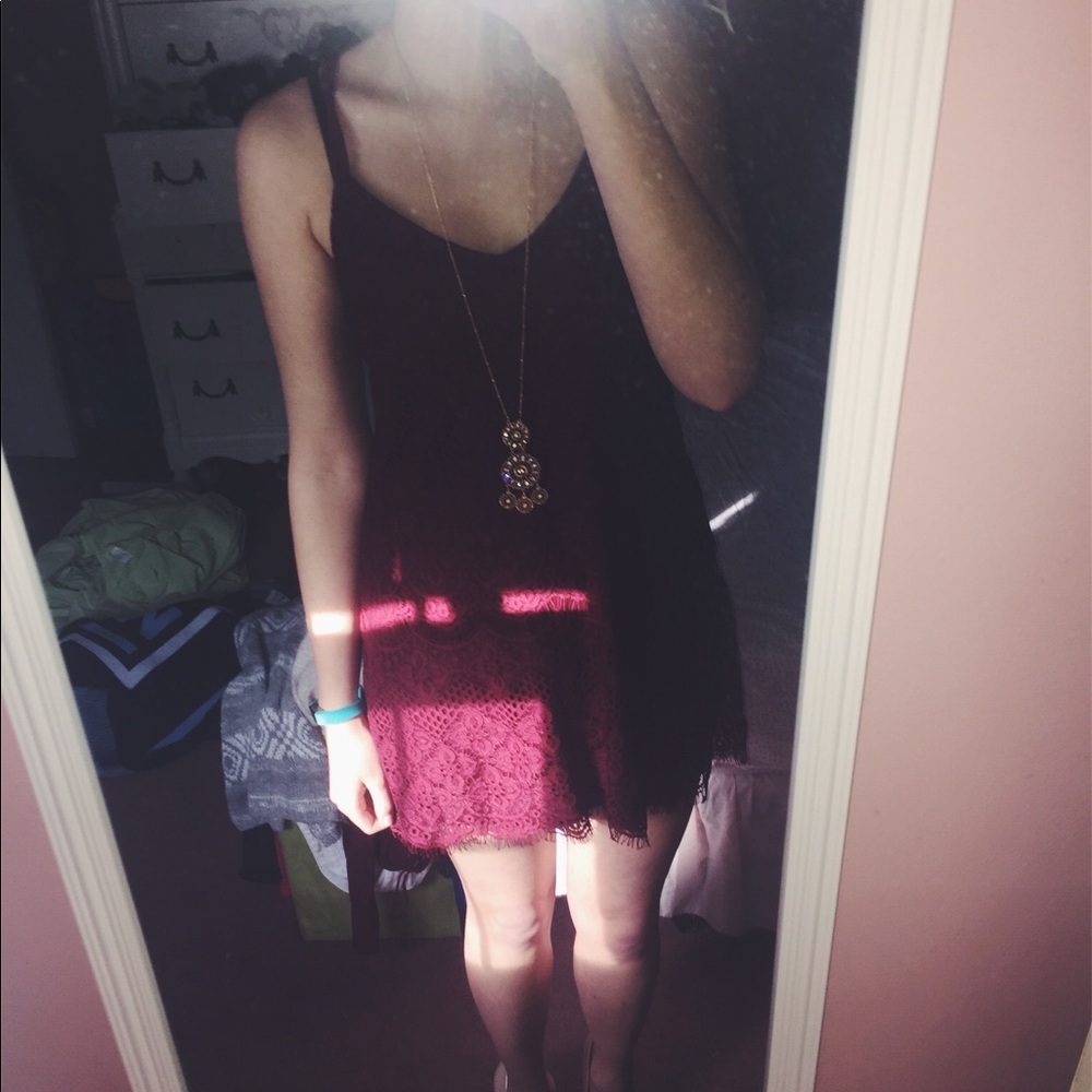 Francescas Maroon Lace Dress